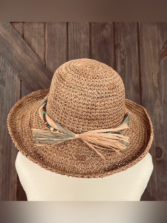 J Hats Accessories - Wide Brim Straw Sun Hat | Boho Beaded Band | Beach Vacation Resort Wear